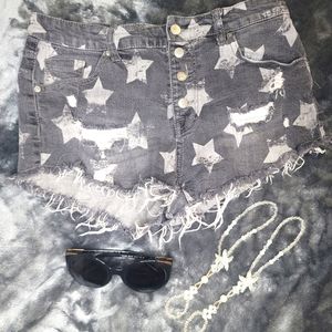 Grey star jean shorts